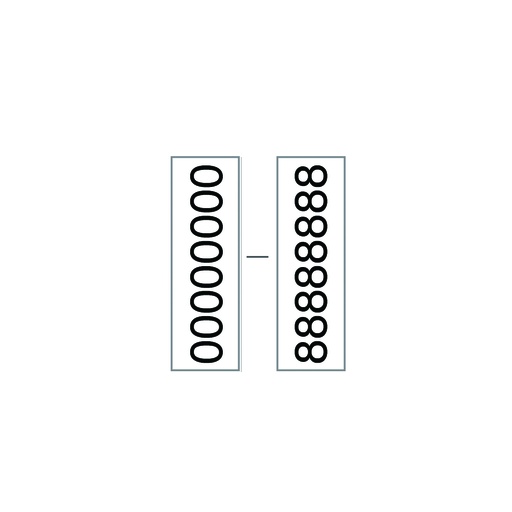 [721-T900-0109] VALKOINEN/MUSTAT NUMEROT 0-8